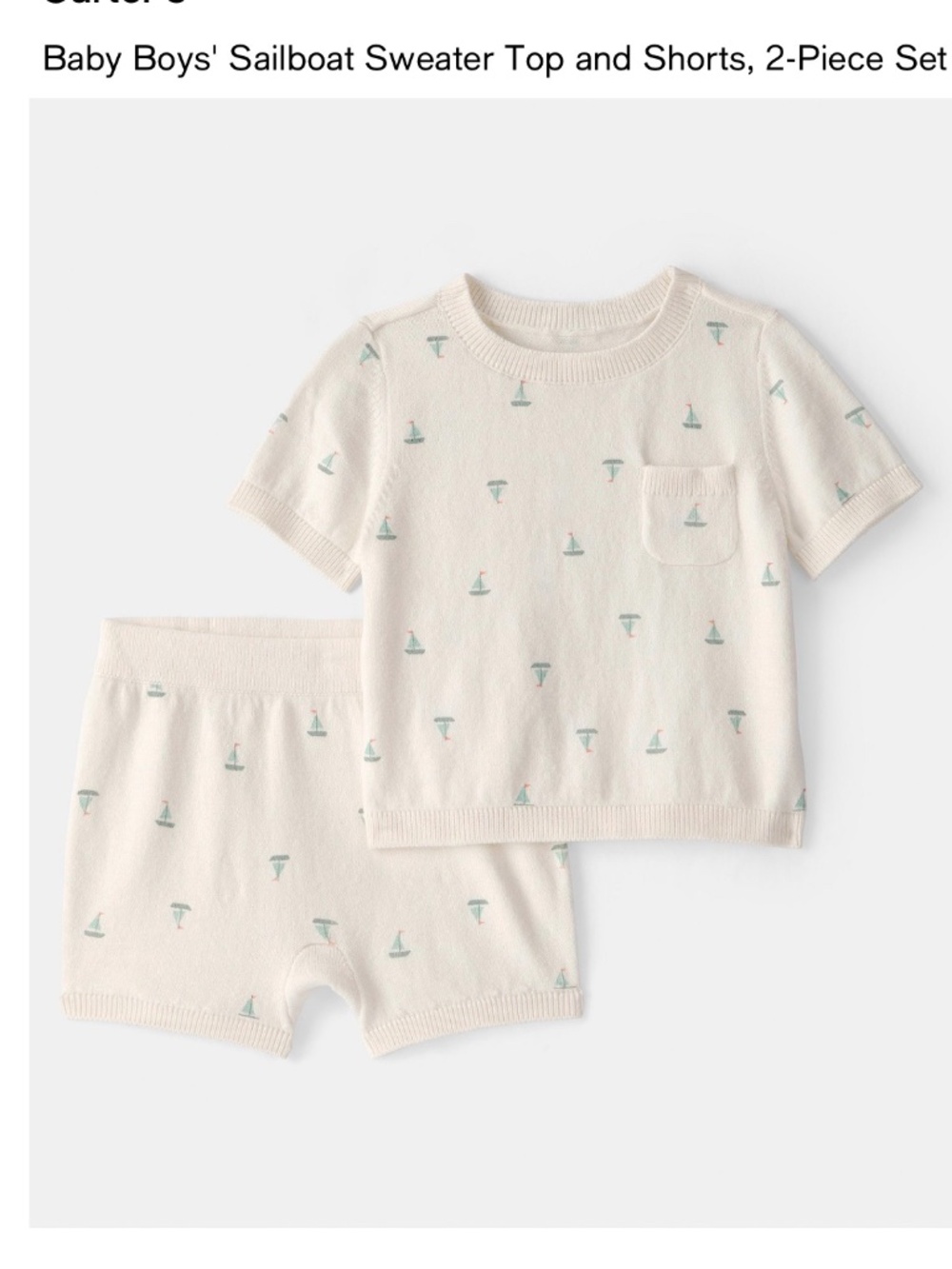 Two piece knit sailboat set